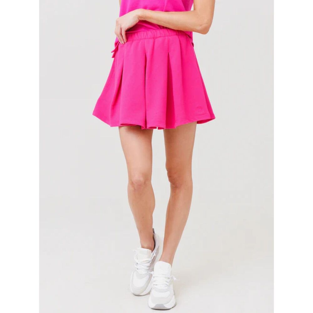 MONROW Skirt Womens Small Pink Pleated Tennis Skirt Pull‎ On Mini Soft Flounce